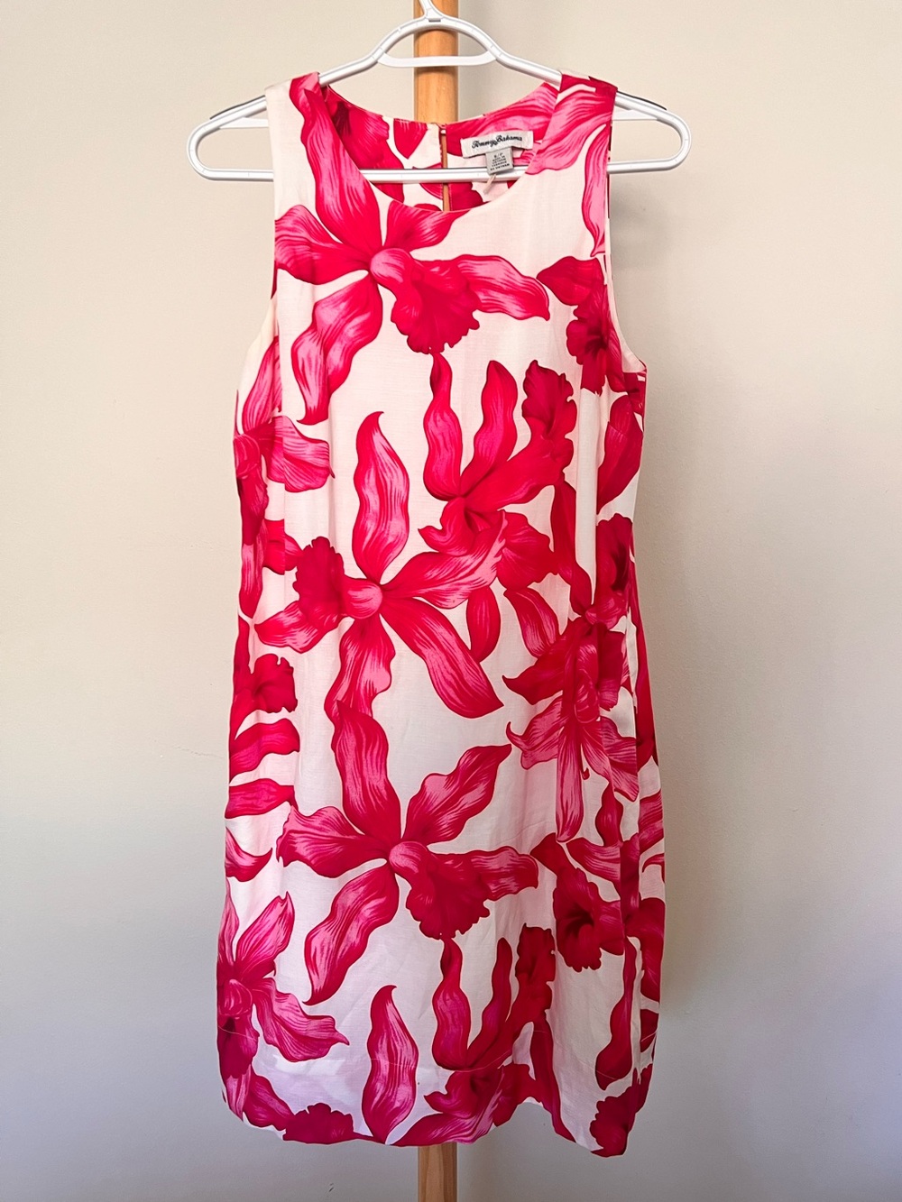 Tommy Bahama Linen Blend Pink Floral Coctail Dress Size S/P Like New